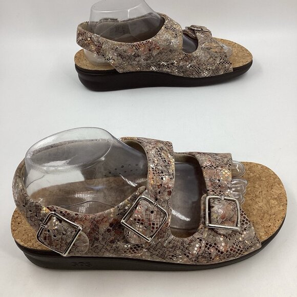 SAS Women's Relaxed Heel Strap Sandal Multisnake Taupe Walking Comfort Sz 9.5 W - Picture 6 of 11